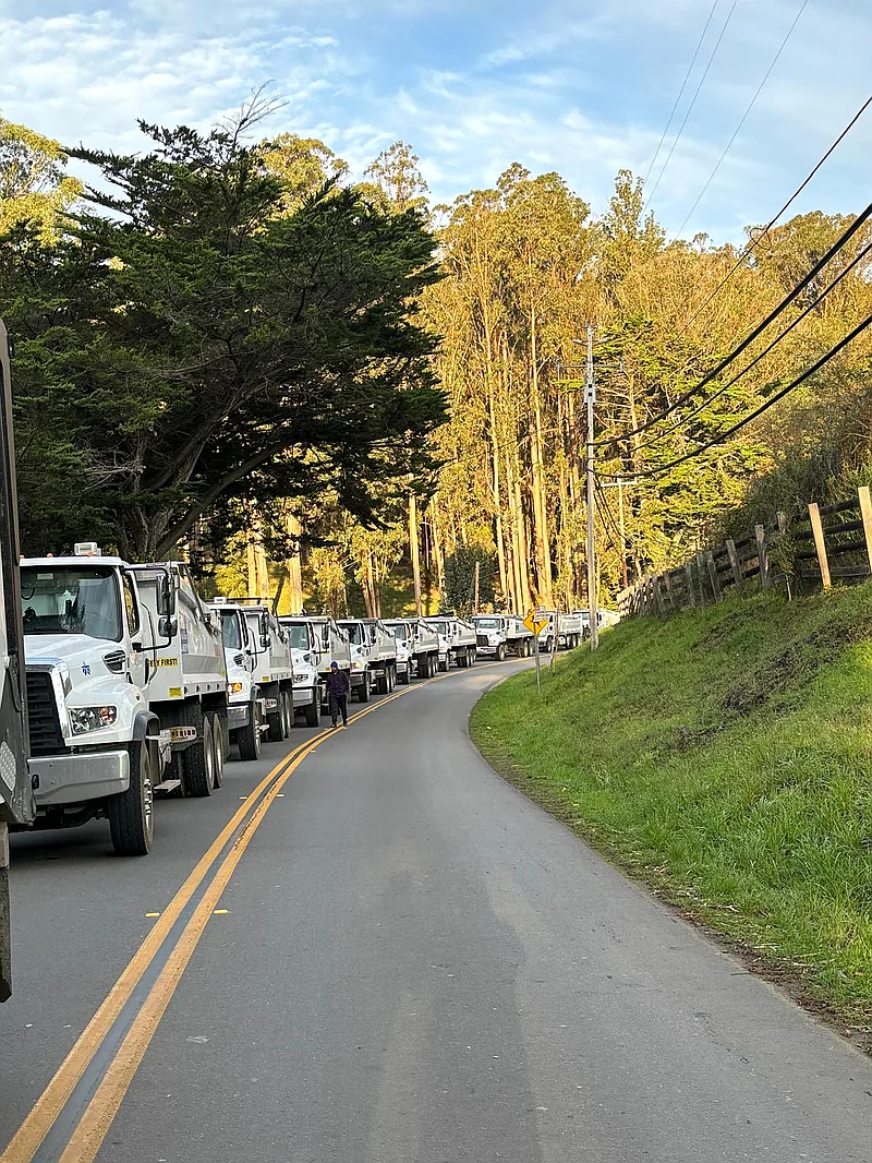 Dirt Hauling — Golden Gate Trans dump trucks at work